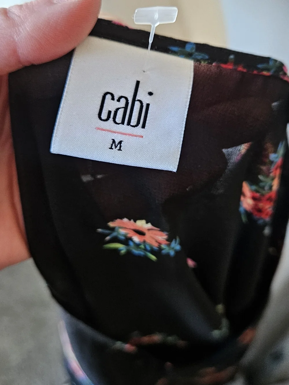 CAbi Black Sheer Floral Tie-Front Blouse - Picture 6 of 6